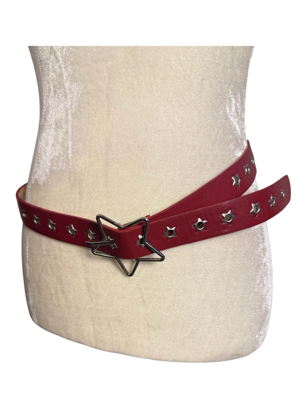 Red Star Buckle Studded Punkgirl  Rocker Red Belt 38”+ SZ L XL